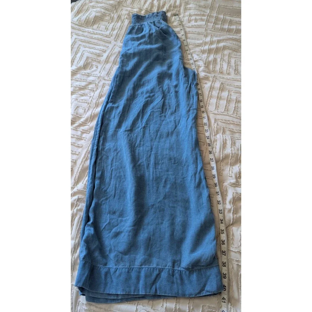 Women’s Joie Lyocell Wide Leg Pants Small smocked waist pull on chambray blue